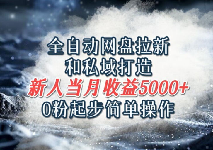 全自动网盘拉新和私域打造，0粉起步简单操作，新人入门当月收益5000以上 - 副业心选-副业心选