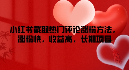 小红书截取热门评论涨粉方法，涨粉快，收益高，长期项目 - 副业心选-副业心选