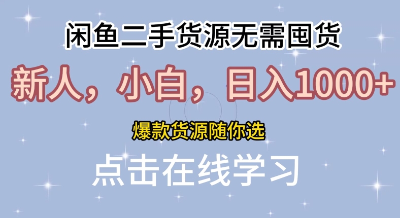 闲鱼二手货源无需国货，新人，小白，日入1k，爆款货源随你选 - 副业心选-副业心选