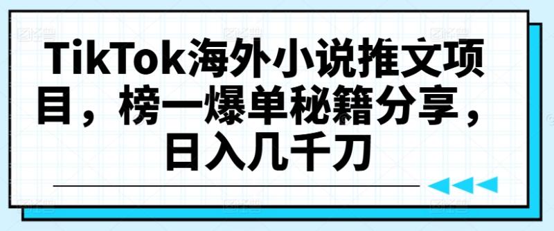 TikTok海外小说推文项目，榜一爆单秘籍分享，日入几千刀 - 副业心选-副业心选