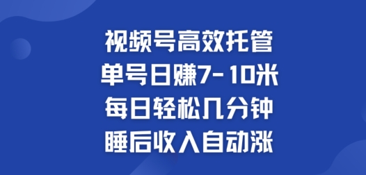 视频号高效托管，单号日赚7-10米，每日轻松几分钟，睡后收入自动涨 - 副业心选-副业心选