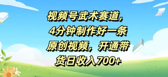 视频号武术赛道，4分钟制作好一条原创视频，开通带货日收入几张 - 副业心选-副业心选