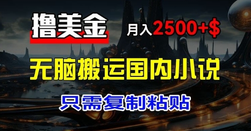 最新撸美金项目：搬运国内小说爽文，只需复制粘贴，月入2k+美金 - 副业心选-副业心选