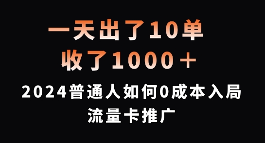 一天出了10单，收了1000+，2024普通人如何0成本入局流量卡推广【揭秘】 - 副业心选-副业心选