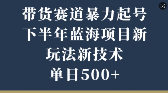 带货赛道暴力起号，下半年蓝海项目，新玩法新技术，单日500+ - 副业心选-副业心选