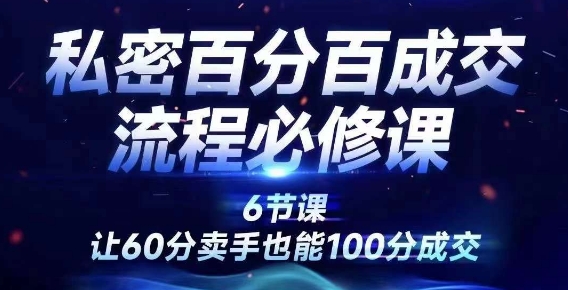 私密百分百成交流程线上训练营，绝对成交，让60分卖手也能100分成交 - 副业心选-副业心选