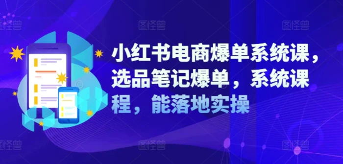 小红书电商爆单系统课，选品笔记爆单，系统课程，能落地实操 - 副业心选-副业心选