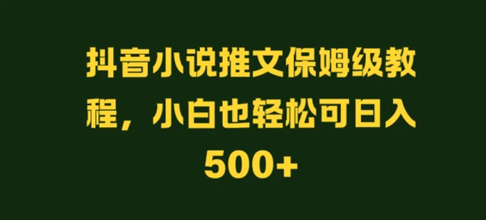 抖音小说推文保姆级教程，小白也轻松可日入500+ - 副业心选-副业心选