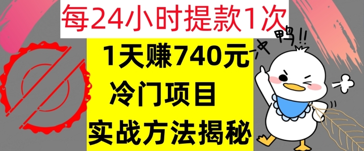 1天赚740元，24小时提款1次，冷门项目，实战方法公开【干货】 - 副业心选-副业心选