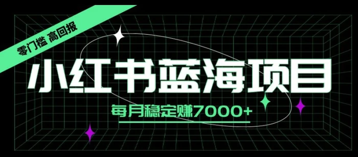 小红书蓝海项目，零门槛、高回报，每月稳定赚7000+ - 副业心选-副业心选