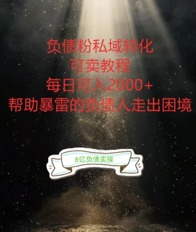 负债粉掘金计划，帮助负债者解决问题，债务规划，债务重组，最好的变现方式-副业心选