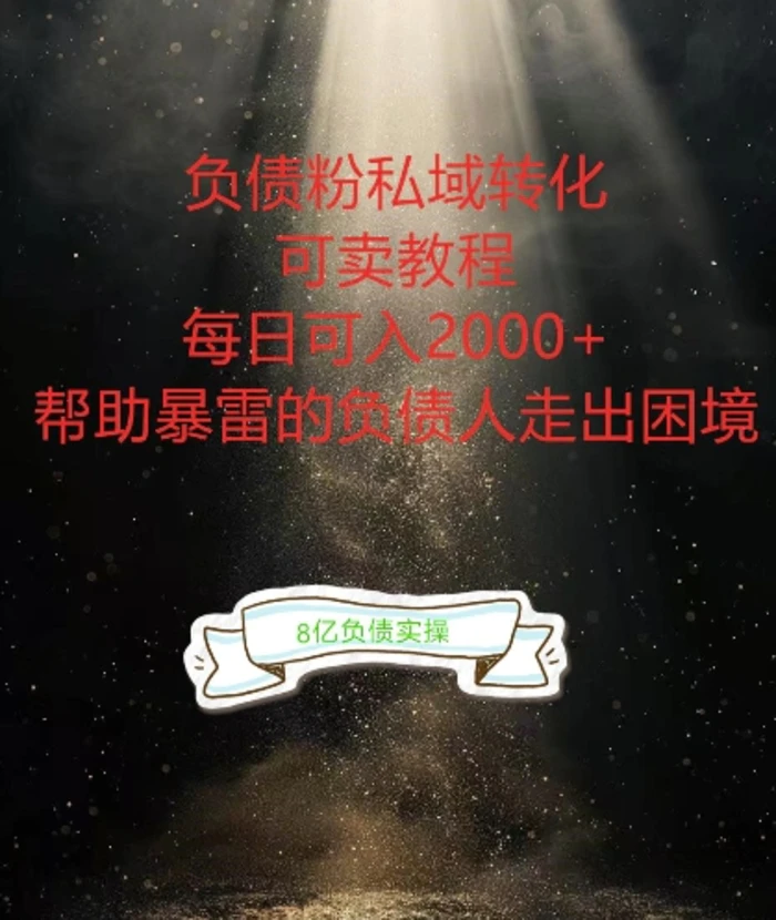 负债粉掘金计划，帮助负债者解决问题，债务规划，债务重组，最好的变现方式 - 副业心选-副业心选