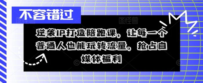 逆袭IP打造陪跑课，让每一个普通人也能玩转流量，抢占自媒体福利 - 副业心选-副业心选