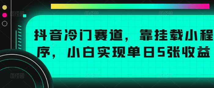 抖音冷门赛道，靠挂载小程序，小白实现单日5张收益 - 副业心选-副业心选