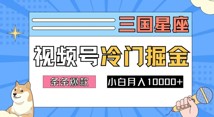 2024视频号三国冷门赛道掘金，条条视频爆款，操作简单轻松上手，新手小白也能月入1w - 副业心选-副业心选