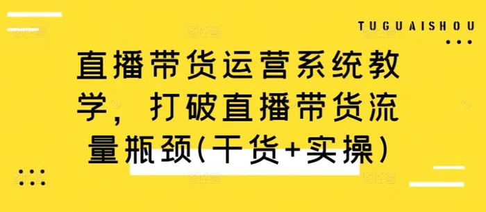 直播带货运营系统教学，打破直播带货流量瓶颈(干货+实操) - 副业心选-副业心选