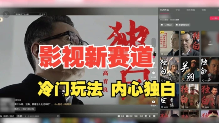 最新影视解说玩法，人物独白，30天涨粉24万+，全流程拆解【揭秘】 - 副业心选-副业心选