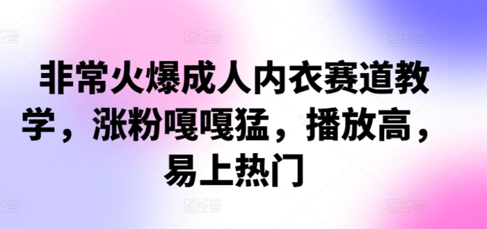 非常火爆成人内衣赛道教学，​涨粉嘎嘎猛，播放高，易上热门 - 副业心选-副业心选