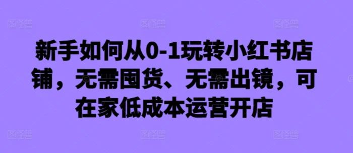 新手如何从0-1玩转小红书店铺，无需囤货、无需出镜，可在家低成本运营开店 - 副业心选-副业心选