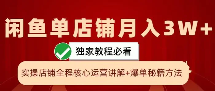 闲鱼单店铺月入3W+实操展示，爆单核心秘籍，一学就会【揭秘】 - 副业心选-副业心选