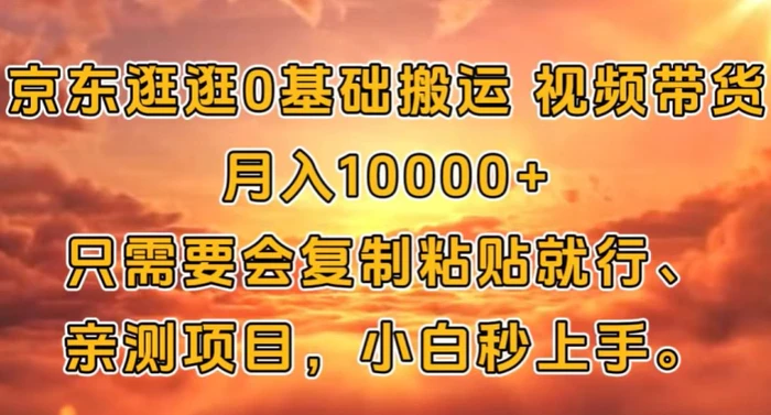 京东逛逛0基础搬运视频带货【赚佣金】月入1w - 副业心选-副业心选