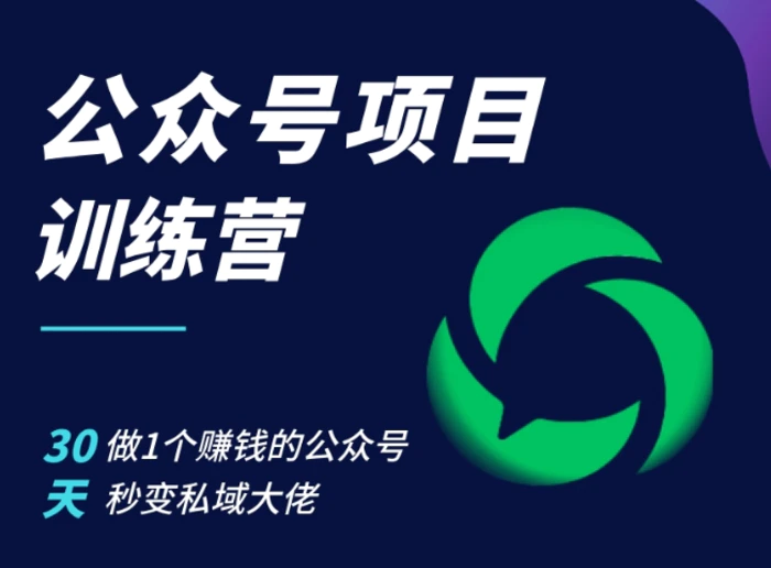 公众号项目训练营，30天做1个赚钱的公众号，秒变私域大佬-副业心选
