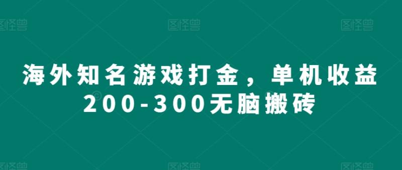 海外知名游戏打金，单机收益200-300无脑搬砖 - 副业心选-副业心选