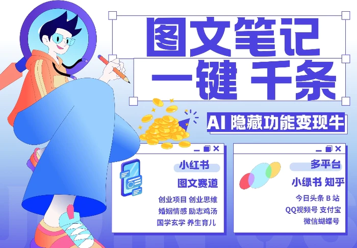 AI隐藏功能，秒生笔记，1分钟产出几千条，教你玩赚小红书小绿书图文引流，变现3w - 副业心选-副业心选