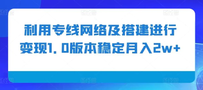 利用专线网络及搭建进行变现1.0版本稳定月入2w+【揭秘】 - 副业心选-副业心选