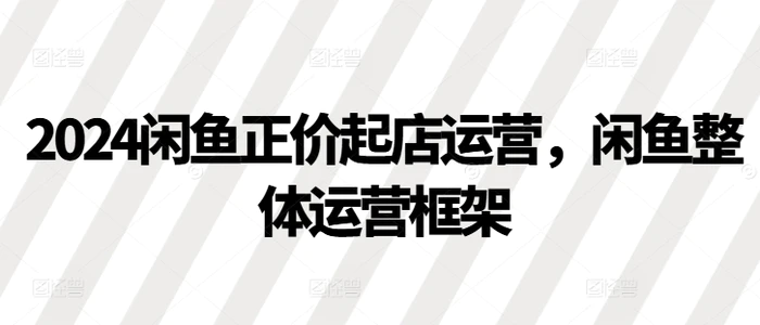 2024闲鱼正价起店运营，闲鱼整体运营框架 - 副业心选-副业心选