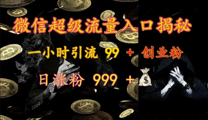 微信超级流量入口揭秘：一小时引流 99 + 创业粉，日涨粉 999 + - 副业心选-副业心选