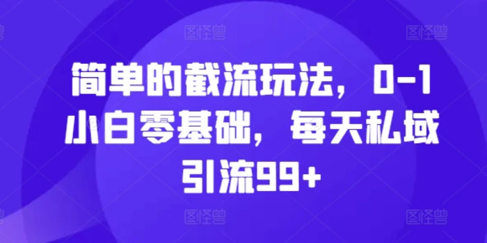 简单的截流玩法，0-1小白零基础，每天私域引流99+【揭秘】 - 副业心选-副业心选
