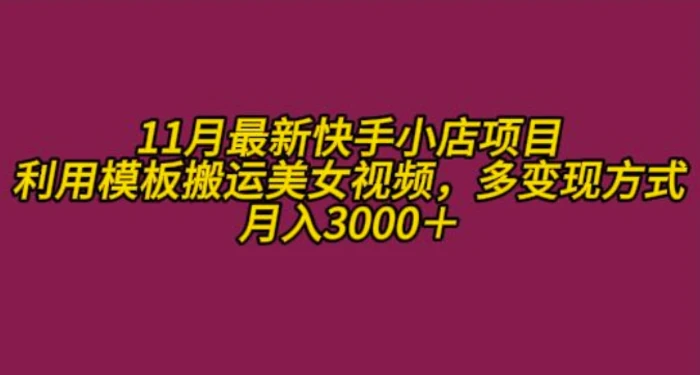 11月K总部落快手小店情趣男粉项目，利用模板搬运美女视频，多变现方式月入3000+ - 副业心选-副业心选