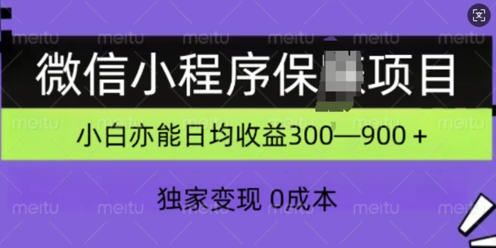 微信小程序保Z项目，独家变现，日均收益几张 - 副业心选-副业心选