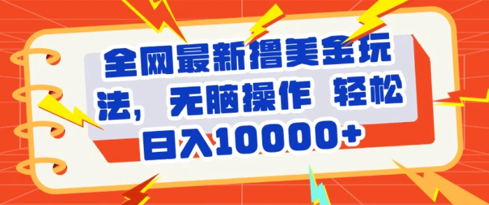全网最新撸美金玩法，轻松无脑，暴力日入几张-副业心选