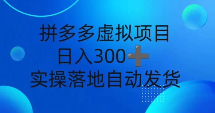 拼多多虚拟项目，新人日入3张，自动发货，实操落地可批量放大 - 副业心选-副业心选