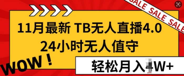 【11月最新TB-无人直播4.0】，24小时无人值守，打造日不落直播间，轻松月入过W - 副业心选-副业心选