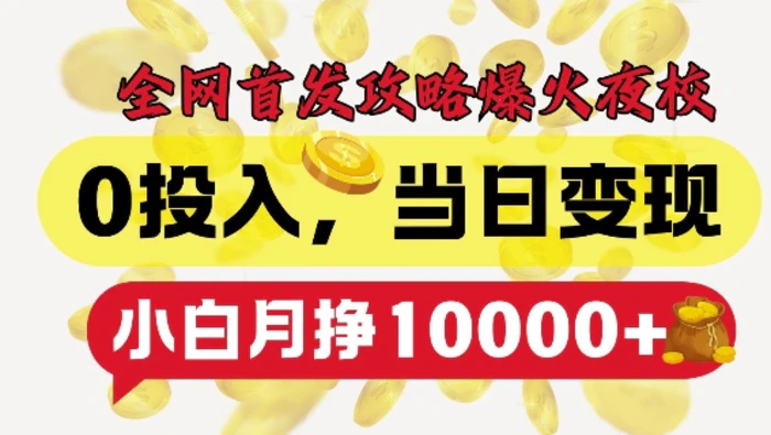 全网首发爆火夜校，0投入，当日变现，小白轻松月入1w+【揭秘】-副业心选