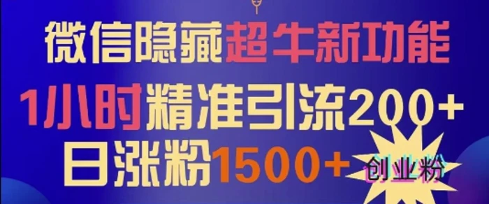 微信隐藏超牛新功能，1小时精准引流200+创业粉，日涨粉1500+ - 副业心选-副业心选