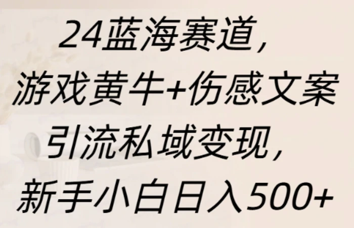 蓝海赛道，游戏黄牛+伤感文案引流私域变现，新手小白日入多张-副业心选