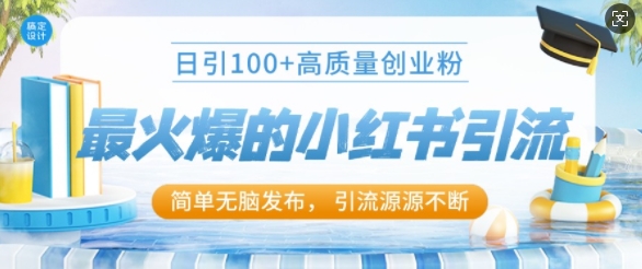 最火爆的小红书引流，日引100+高质量创业粉 - 副业心选-副业心选