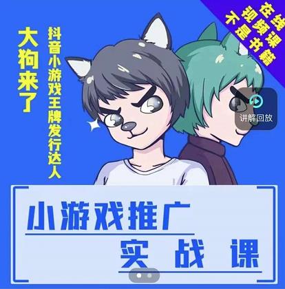 大狗来了：小游戏推广实战课，带你搭建一个游戏推广变现账号-副业心选