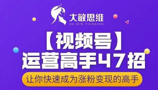 大敏思维-视频号运营高手47招，让你快速成为涨粉变现高手 - 副业心选-副业心选