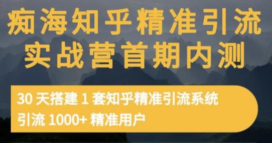 痴海知乎精准引流实战营1-2期，30天搭建1套知乎精准引流系统，引流1000+精准用户-副业心选