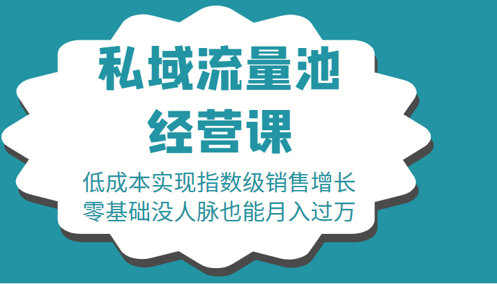 16堂私域流量池经营课：低成本实现指数级销售增长，零基础没人脉也能月入过万 - 副业心选-副业心选
