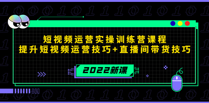 2022短视频运营实操训练营课程，提升短视频运营技巧+直播间带货技巧-副业心选
