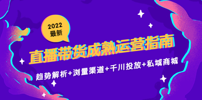 2022最新直播带货成熟运营指南3.0：趋势解析+浏量渠道+千川投放+私域商城 - 副业心选-副业心选
