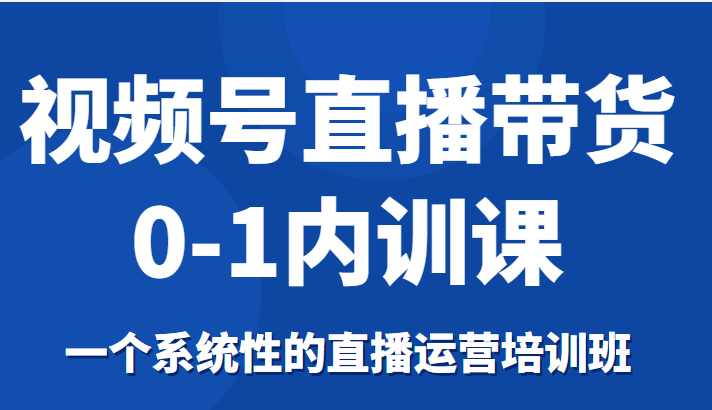 视频号直播带货0-1内训课，一个系统性的直播运营培训班-副业心选