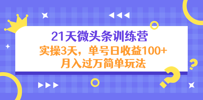 21天微头条训练营，实操3天，单号日收益100+月入过万简单玩法 - 副业心选-副业心选