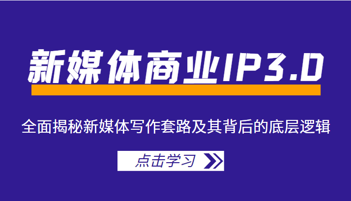 新媒体商业IP3.0，全面揭秘新媒体写作套路及其背后的底层逻辑（价值1299元）-副业心选